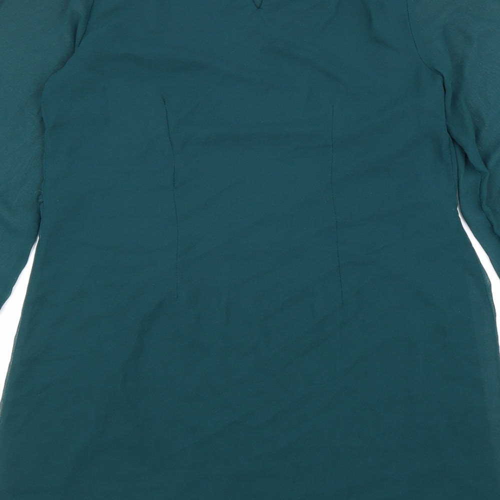 Atmosphere Womens Green Polyester Shift Size 10 Boat Neck Button
