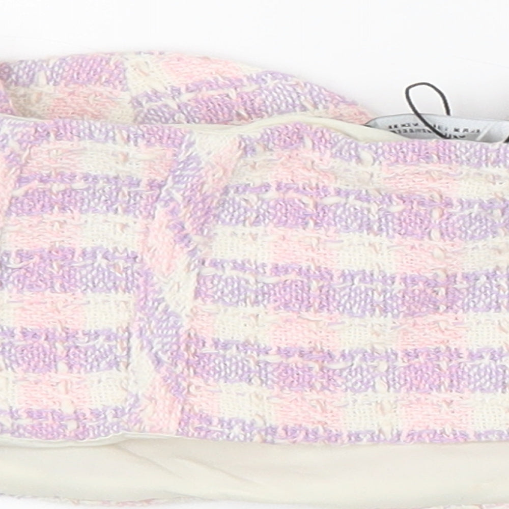 Zara Womens Purple Plaid Cotton Cropped Tank Size M Off the Shoulder - Bandeau