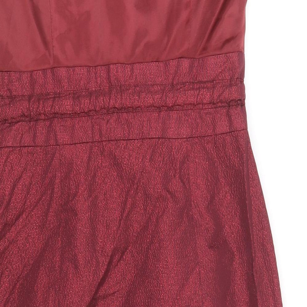H&M Womens Red Polyester Mini Size 6 Off the Shoulder Zip