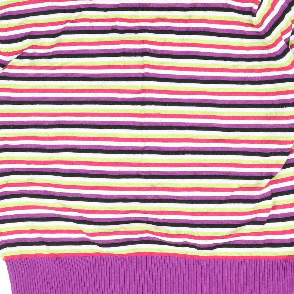 Country Casuals Womens Multicoloured V-Neck Striped Viscose Pullover Jumper Size M