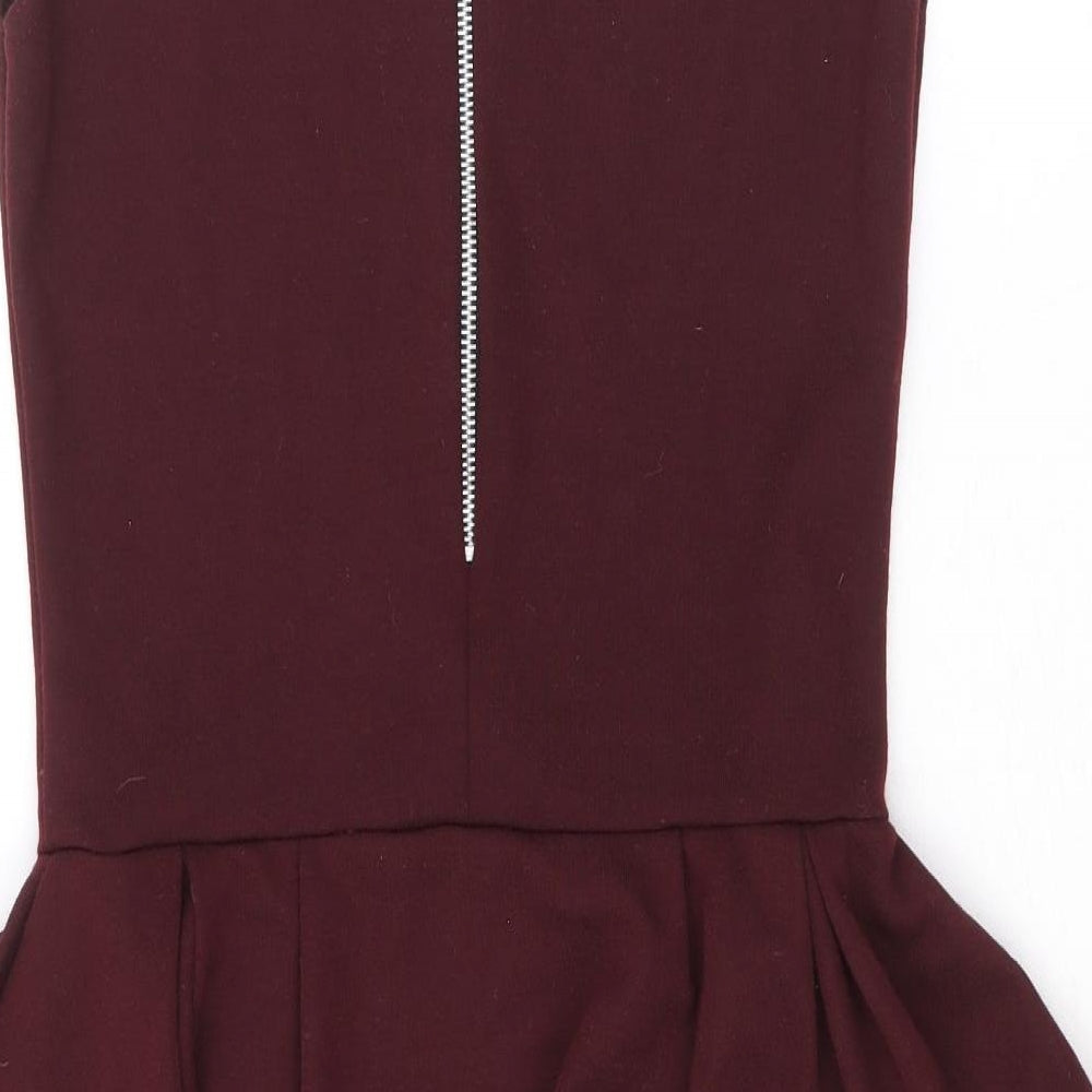 Miso Womens Purple Polyester Bodycon Size 12 Scoop Neck Zip - Peplum