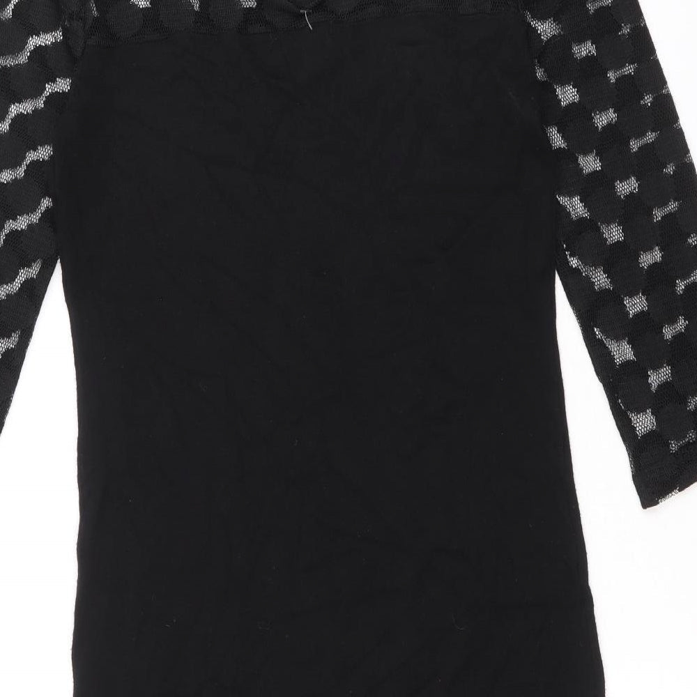 Mango Womens Black Viscose A-Line Size L Boat Neck Pullover