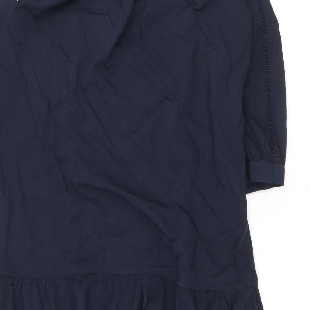 Marks & Spencer Womens Blue Viscose A-Line Size S Round Neck Tie