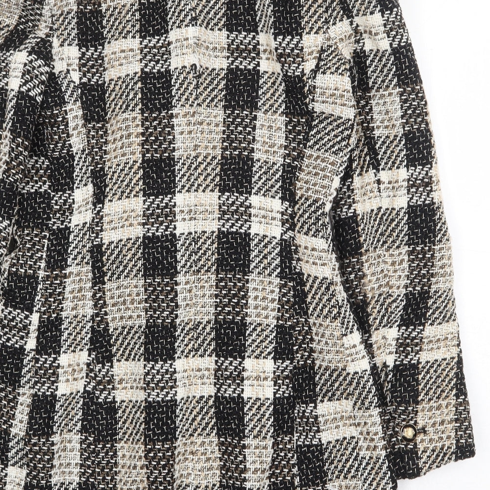 Zara Womens Beige Plaid Jacket Blazer Size M Button