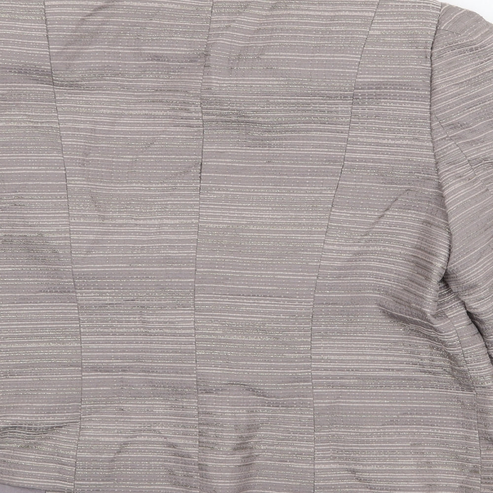 Country Casuals Womens Grey Striped Jacket Blazer Size 16 Button
