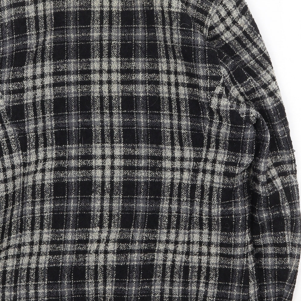 Marks & Spencer Womens Black Plaid Jacket Size 12 Button