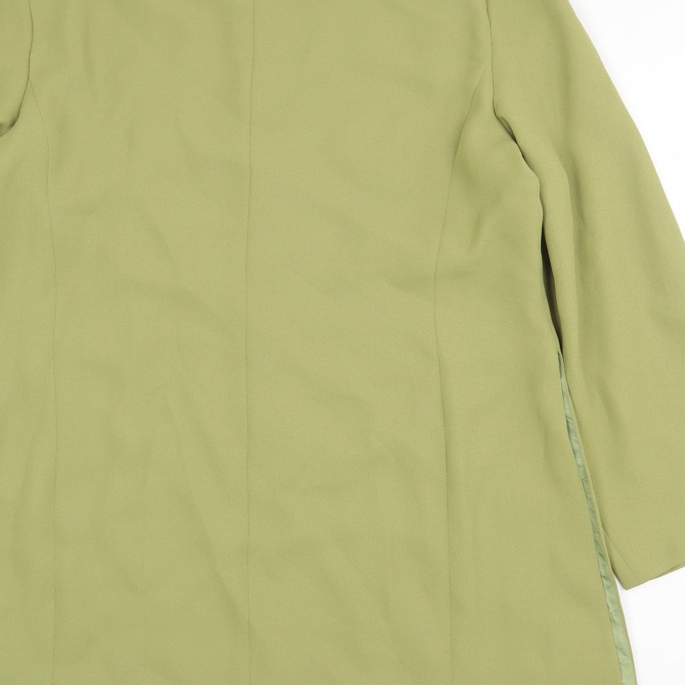 Sensations Womens Green Overcoat Coat Size L Button