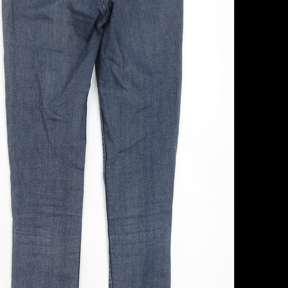 H&M Womens Blue Cotton Skinny Jeans Size 8 Regular Zip