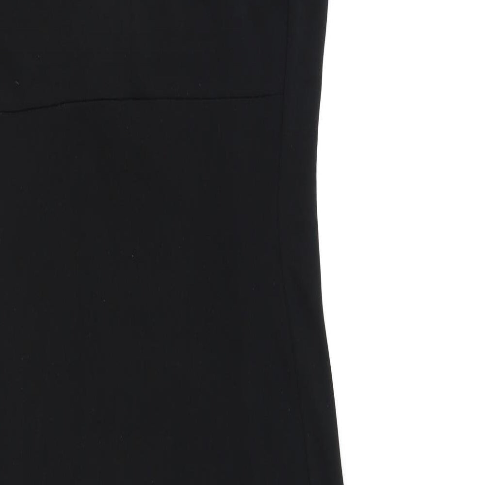 One Womens Black Polyester Bodycon Size 12 V-Neck Button - Knot Front