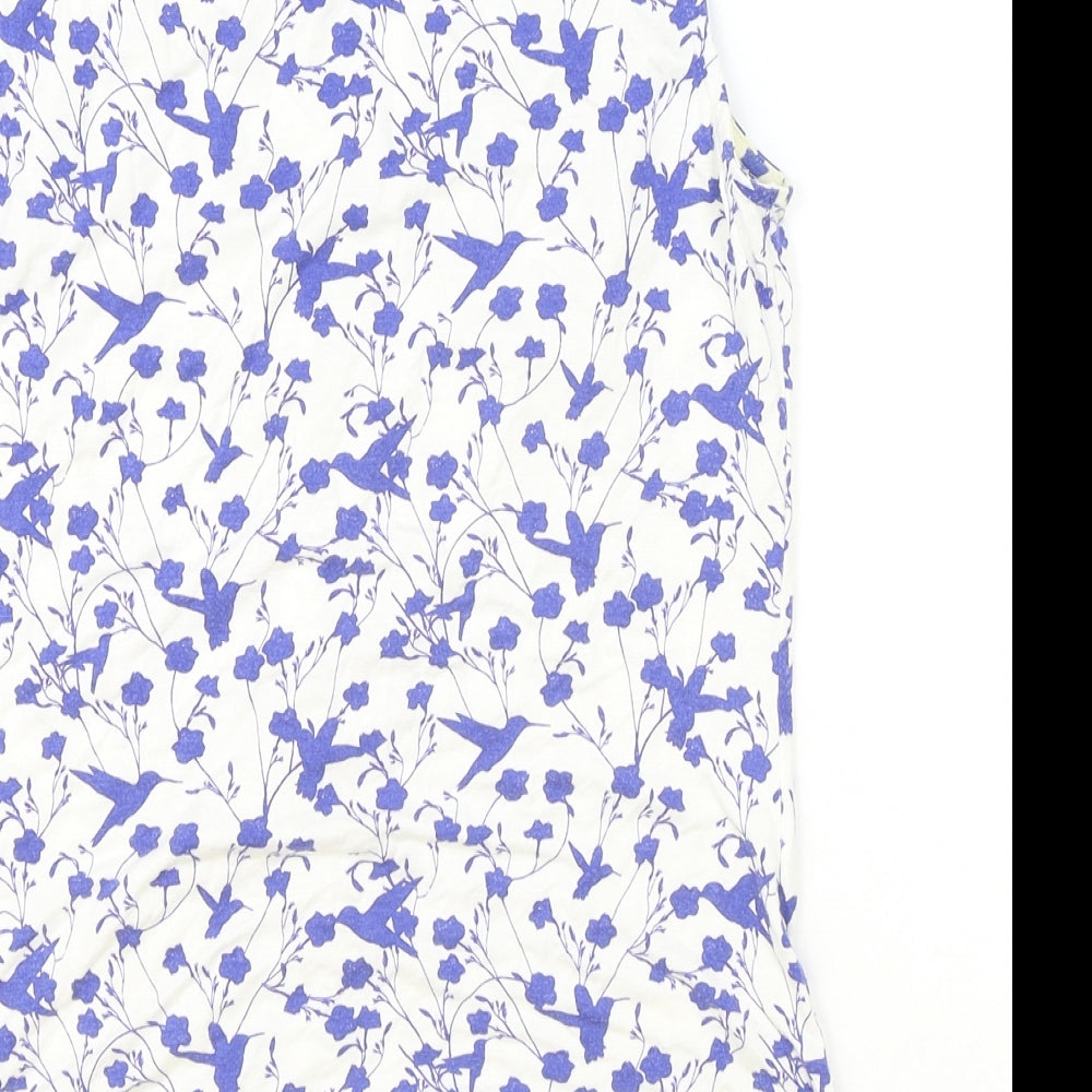 RJR.John Rocha Womens Ivory Floral Viscose Basic Tank Size 10 Scoop Neck - Bird Print, Ruched