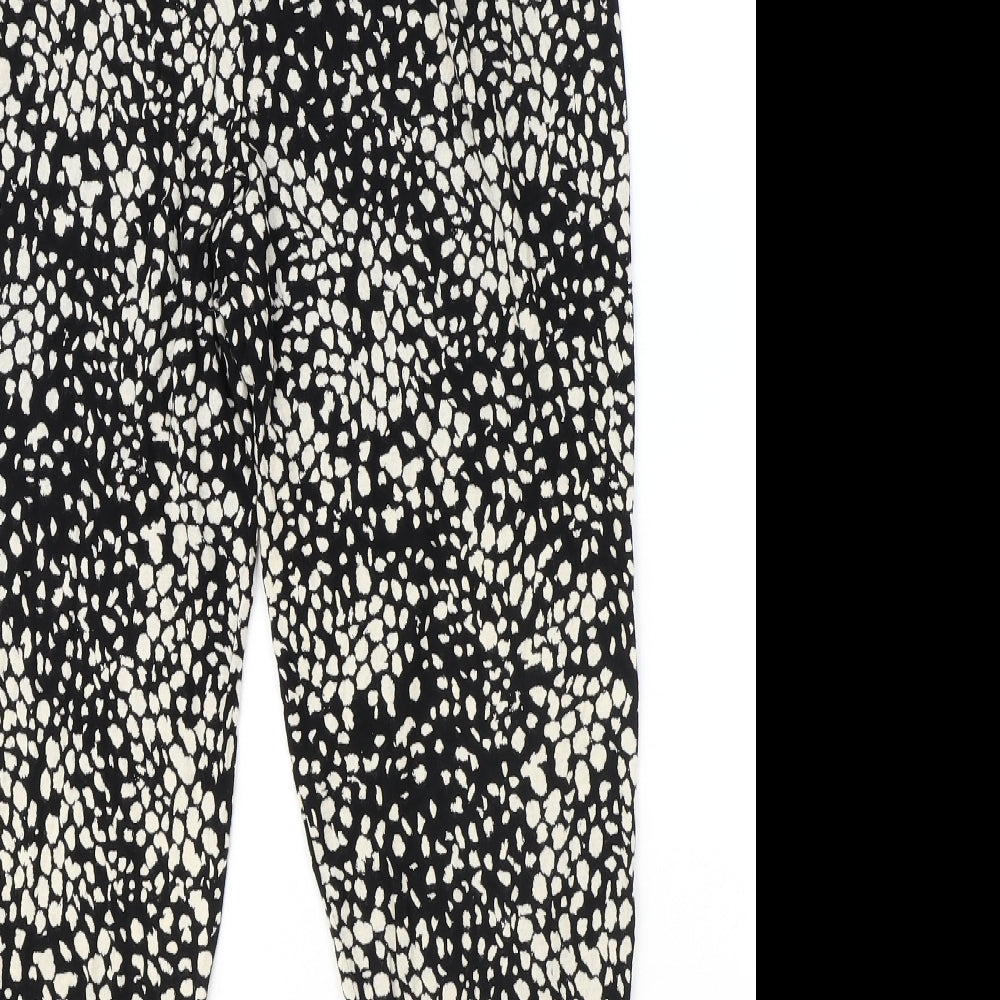 H&M Womens Black Geometric Viscose Harem Trousers Size S Regular