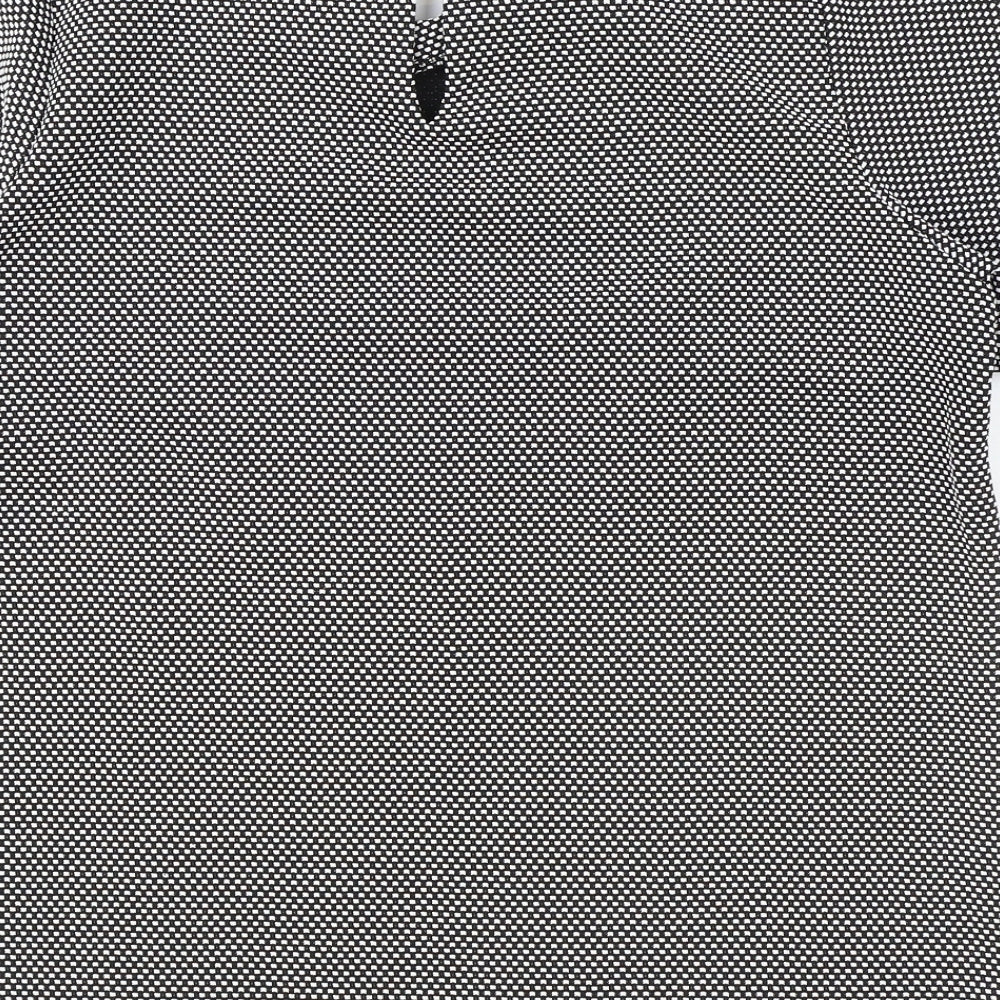 K&D Womens Black Geometric Polyester Basic T-Shirt Size 16 Boat Neck