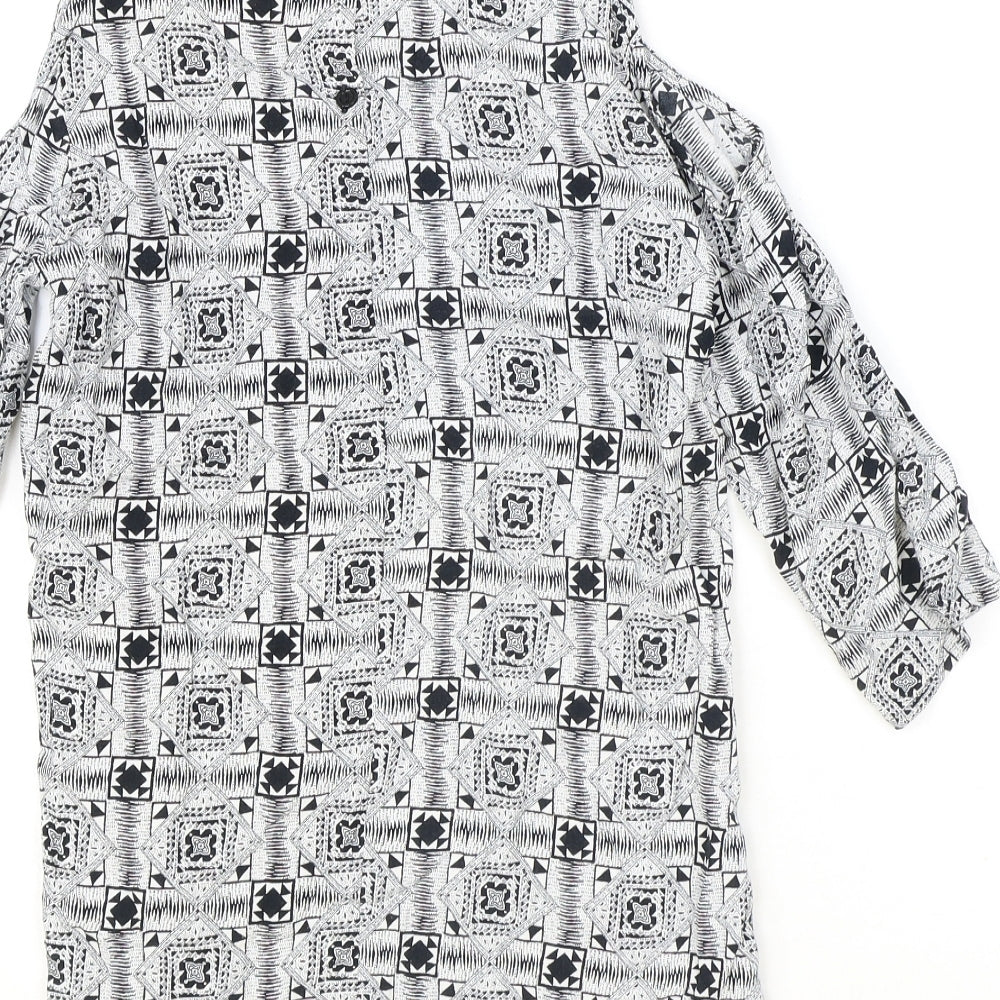 Staring at Stars Womens Black Geometric Viscose Basic Blouse Size S Scoop Neck - Cold Shoulder