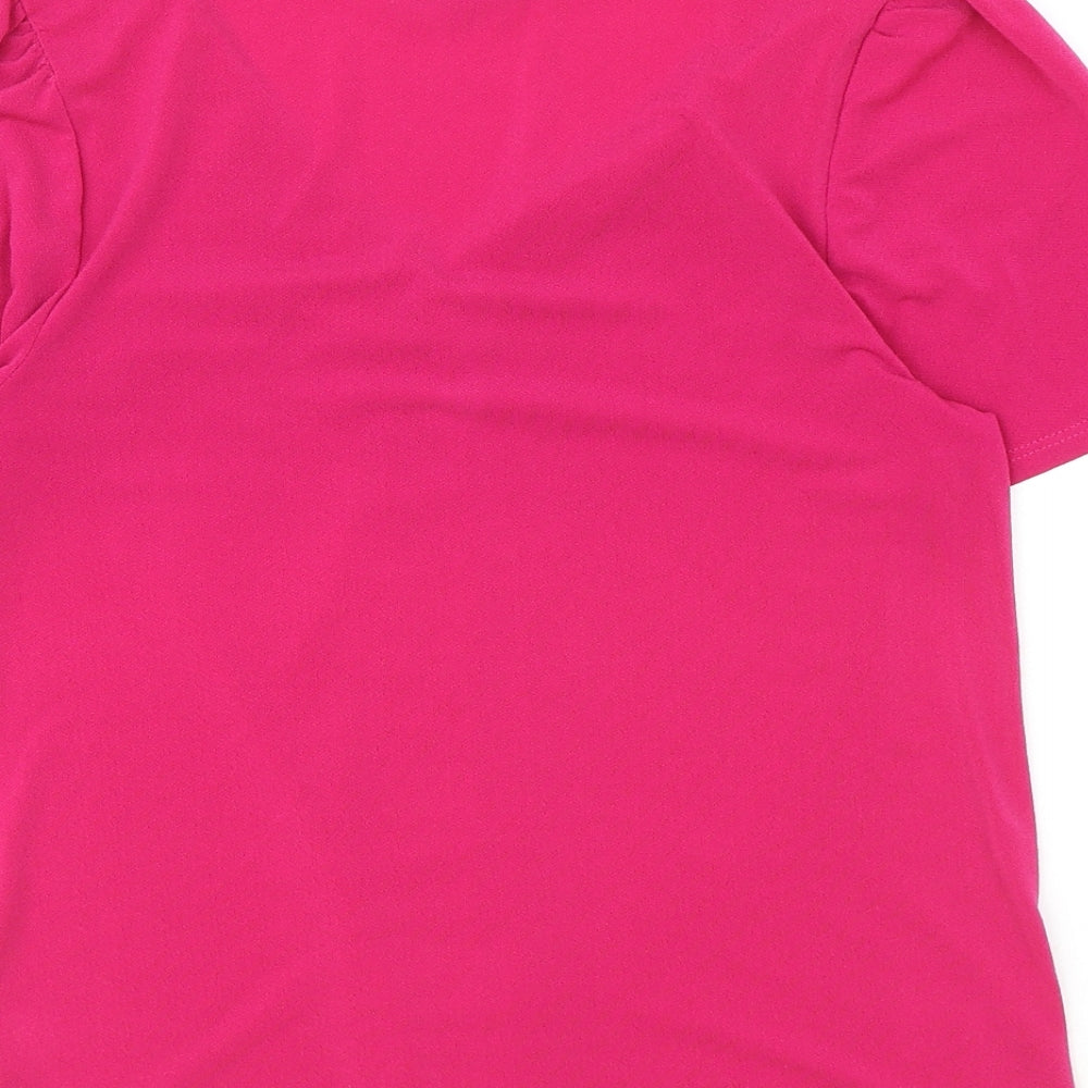 Green Envelope Womens Pink Polyester Basic Blouse Size S V-Neck