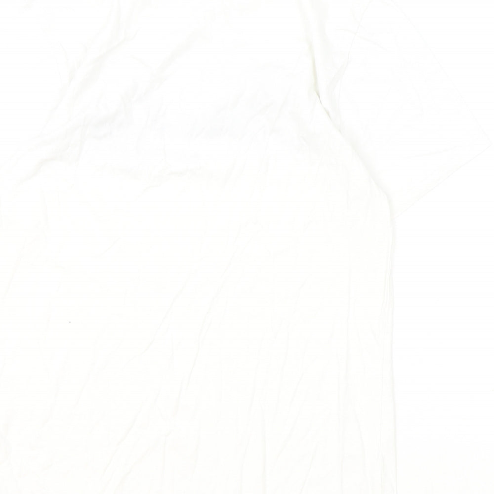 New Look Womens Ivory 100% Cotton Basic T-Shirt Size 8 Scoop Neck - Spice It Up