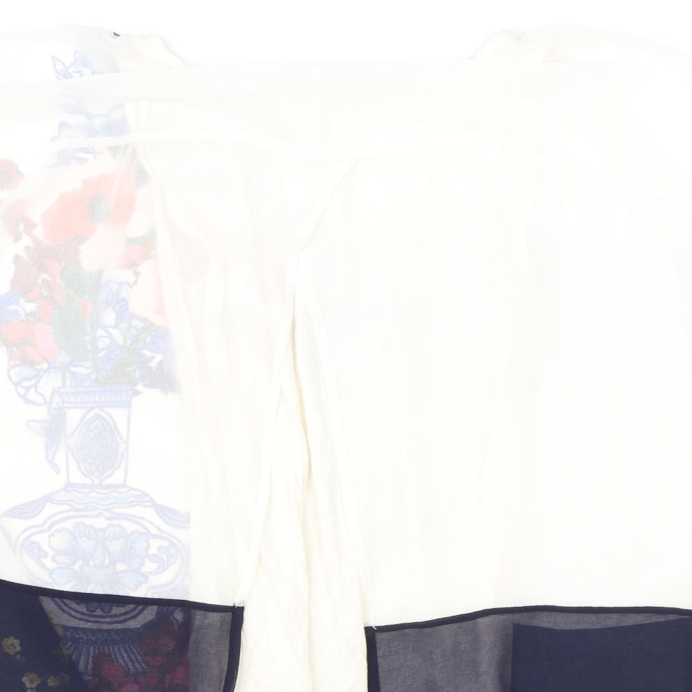 Phase Eight Womens Ivory Floral Polyester Basic Blouse Size 8 Boat Neck