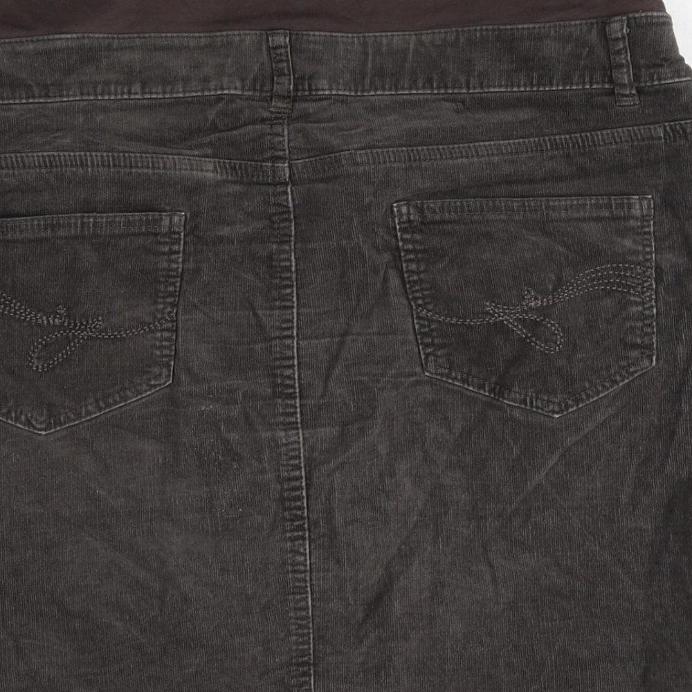Yessica Womens Grey Cotton Straight & Pencil Skirt Size 12 Button
