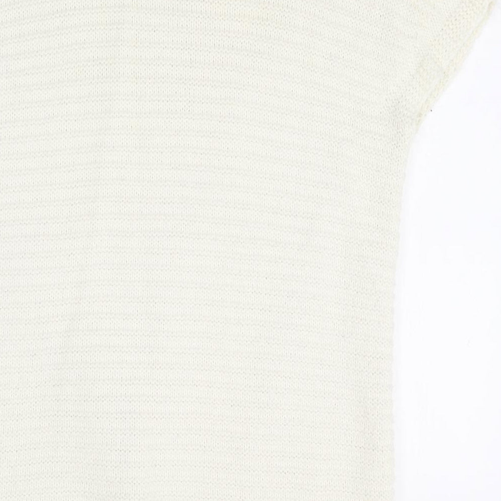 Oasis Womens White Boat Neck Acrylic Pullover Jumper Size M