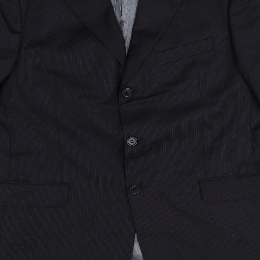 Marks & Spencer Mens Black Striped Wool Jacket Suit Jacket Size 42 Regular