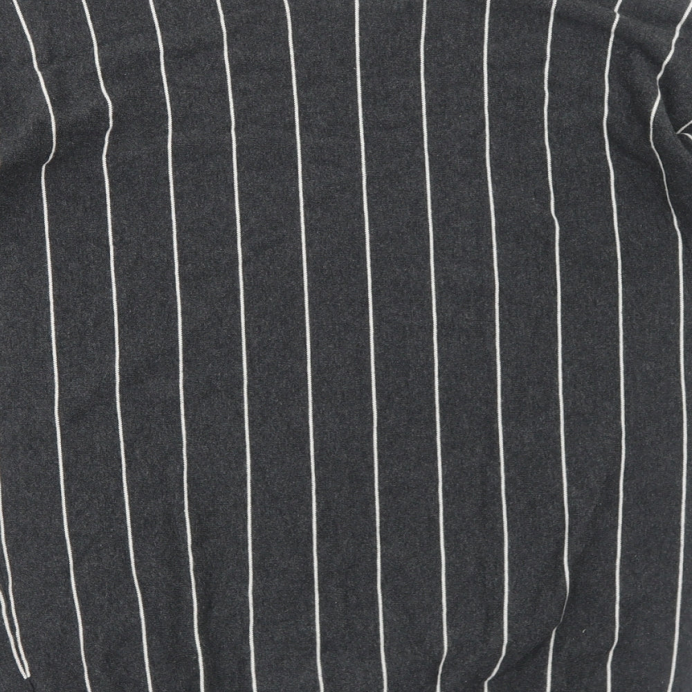 Atmosphere Womens Grey Round Neck Striped Cotton Pullover Jumper Size 10