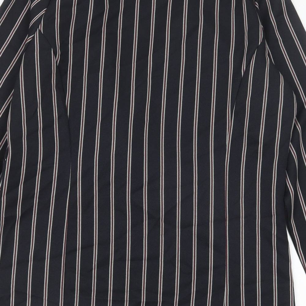 Boohoo Womens Black Striped Polyester Jacket Blazer Size 14