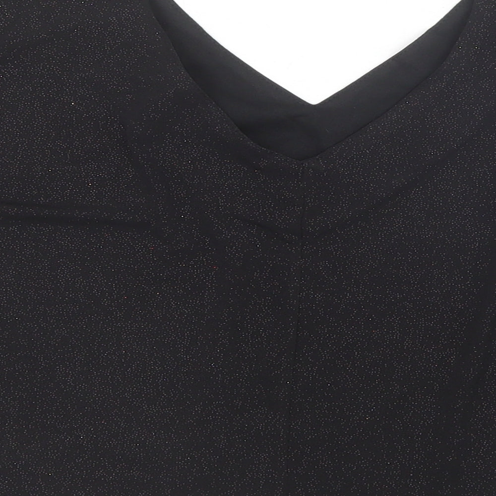Dorothy Perkins Womens Black Polyester Basic Blouse Size 6 V-Neck - Batwing