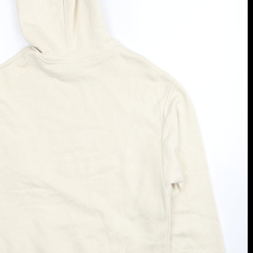 Monki Womens Beige Cotton Pullover Hoodie Size 2XS Pullover