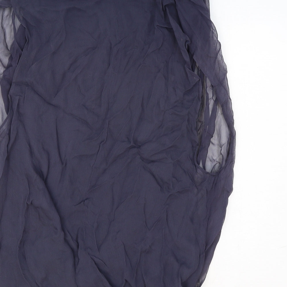 Label Lab Womens Blue Viscose Basic Blouse Size S Scoop Neck - Side Tie Detail