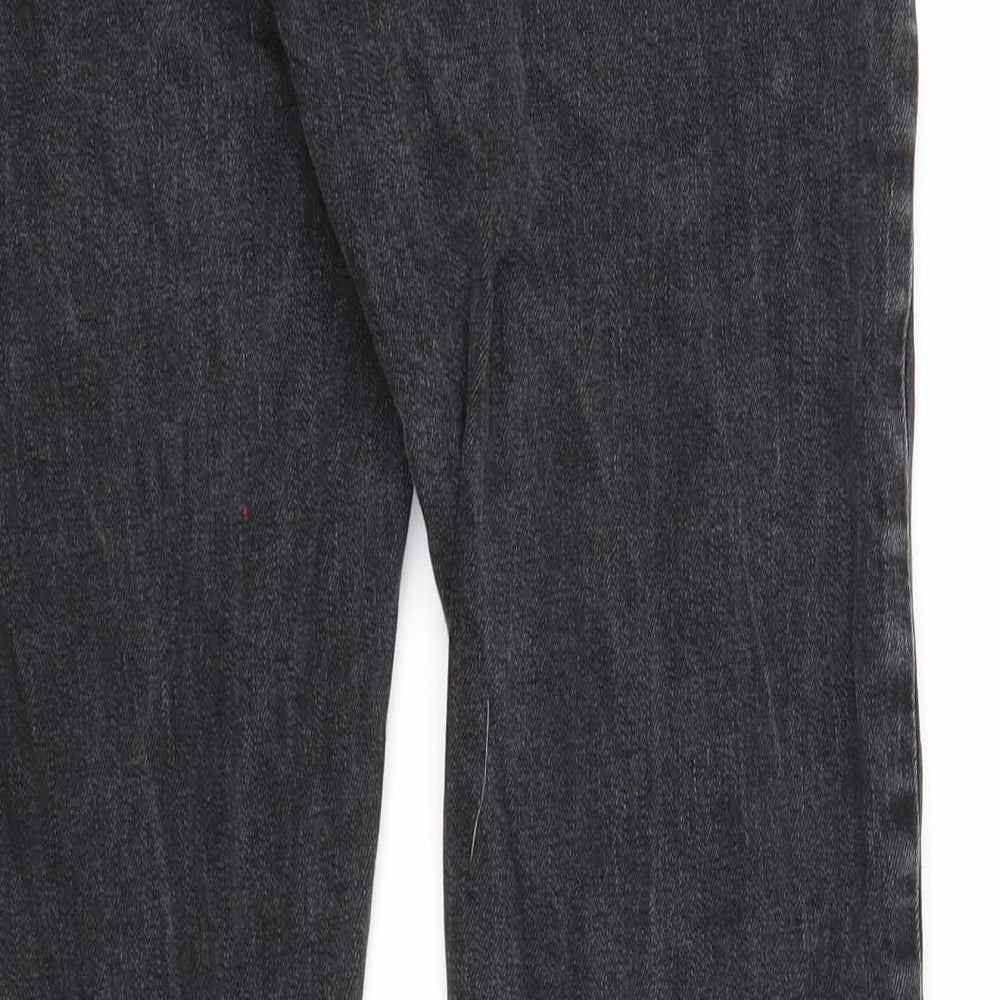 Preworn Mens Black Cotton Straight Jeans Size 30 in L32 in Slim Button