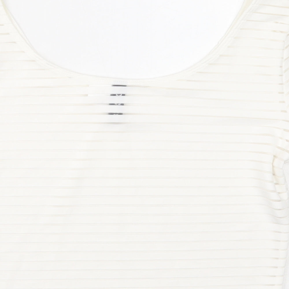 Divided Womens White Polyester Basic T-Shirt Size S Scoop Neck