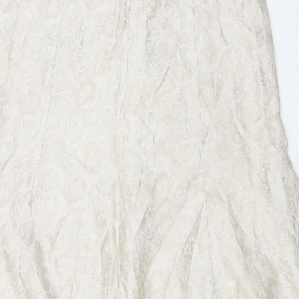 NASC Womens Beige Geometric Polyester Swing Skirt Size 16 Zip