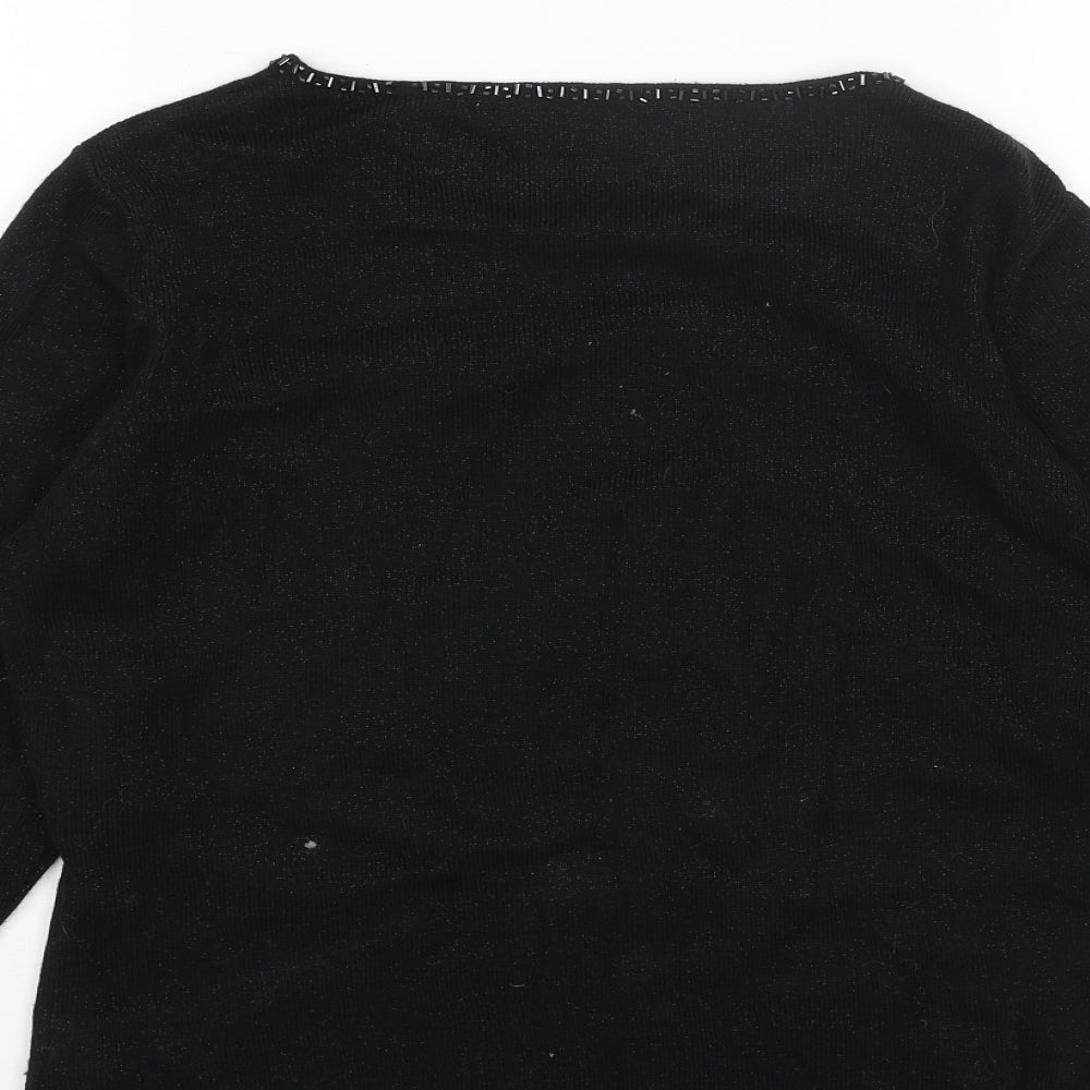 Marks & Spencer Womens Black Scoop Neck Acrylic Pullover Jumper Size 12