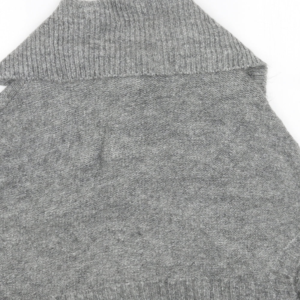 Papaya Womens Grey Collared Acrylic Cardigan Jumper Size 16