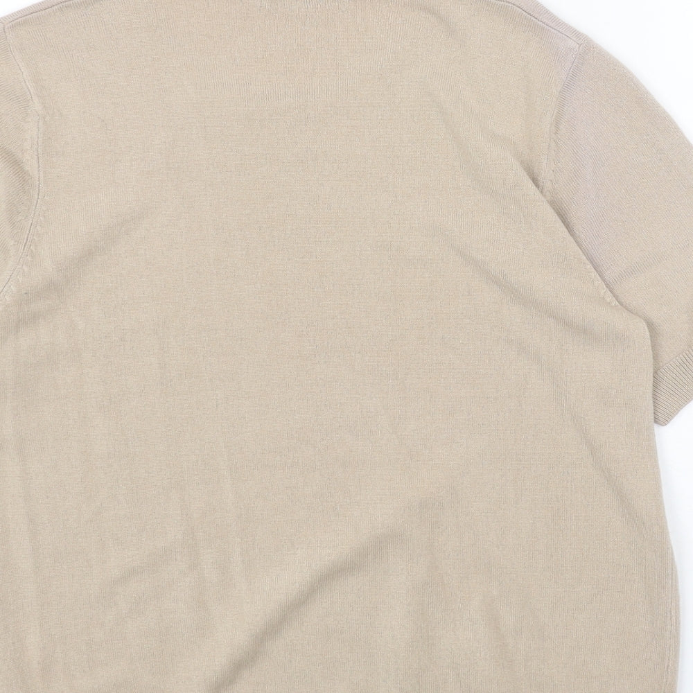 Marks & Spencer Womens Beige Scoop Neck Acrylic Pullover Jumper Size 12