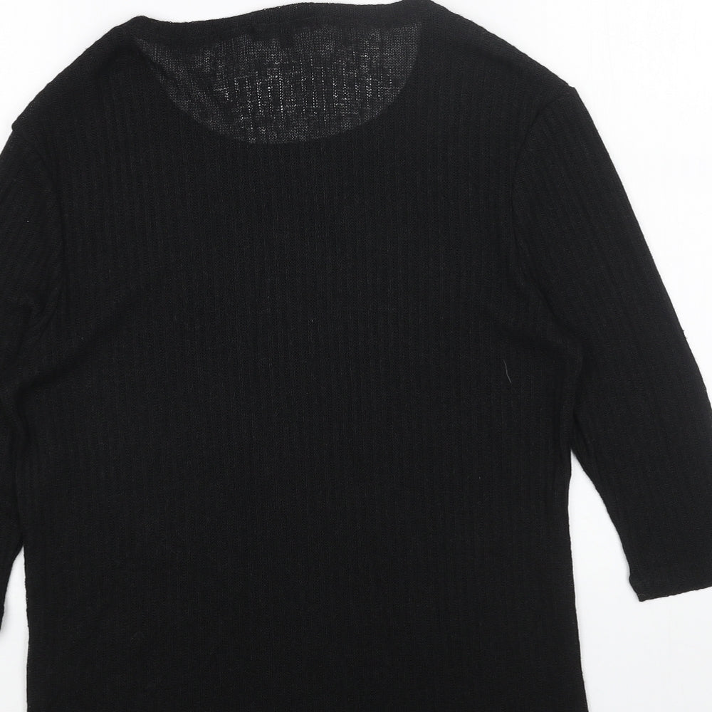 New Look Womens Black Scoop Neck Acrylic Pullover Jumper Size 10