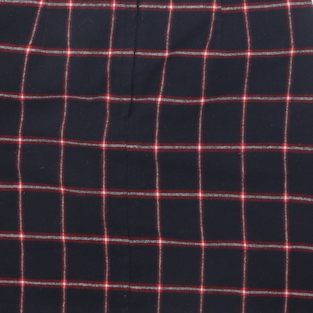 Preworn Womens Black Check Polyester Mini Skirt Size 28 in Zip