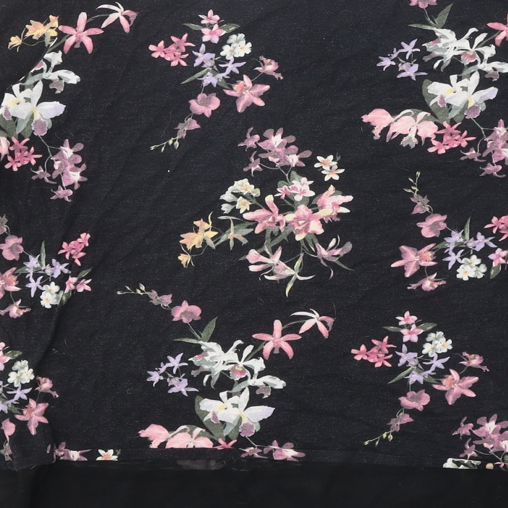 Per Una Womens Black Geometric Viscose Basic Blouse Size 14 Round Neck