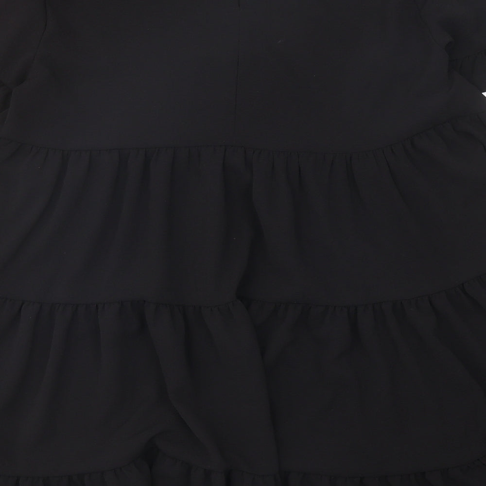 Cameo Rose Womens Black Polyester A-Line Size S Scoop Neck Button - Tiered