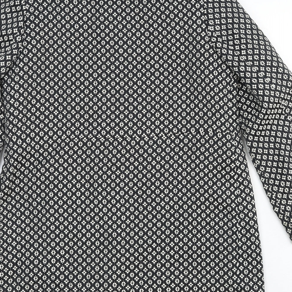 Marks & Spencer Womens Black Geometric Pea Coat Coat Size 8