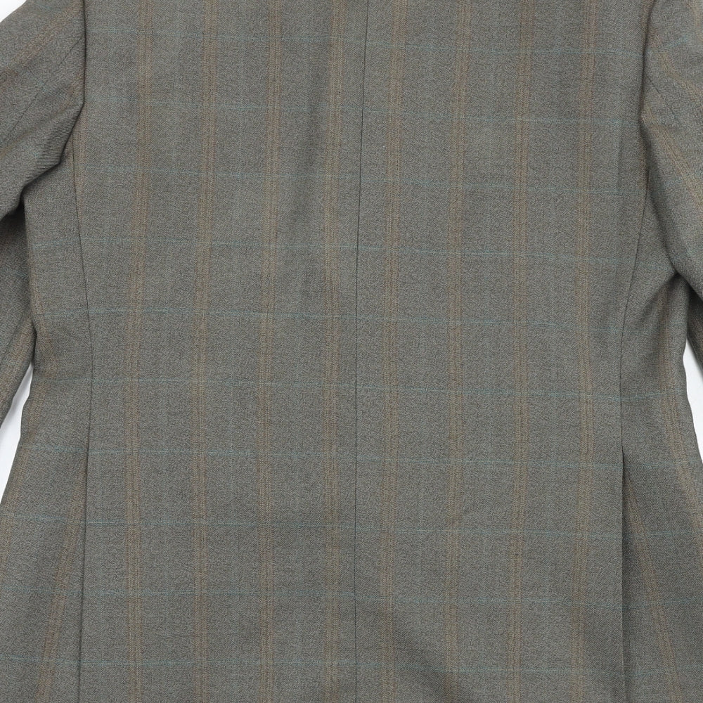 Grendale Mens Brown Plaid Polyester Jacket Suit Jacket Size 38 Regular