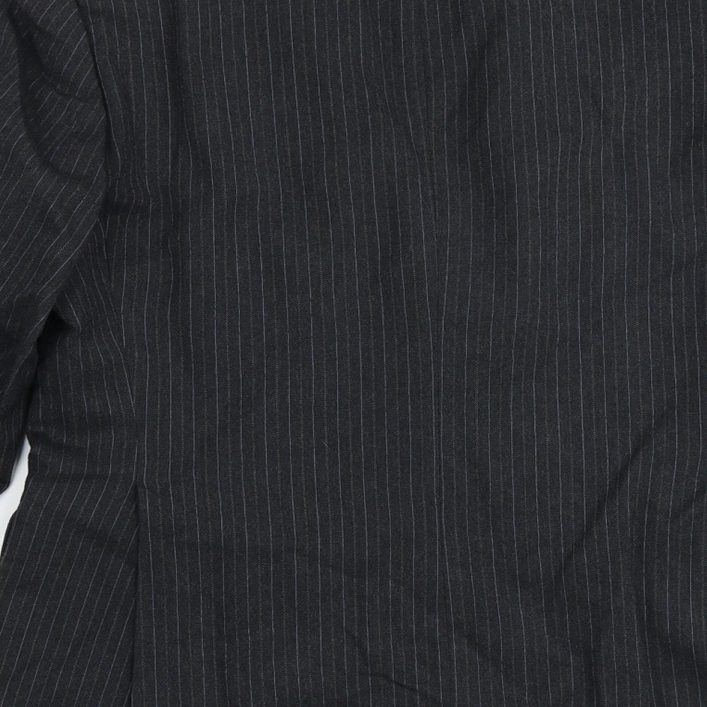 ExecuteX Mens Grey Striped Wool Jacket Suit Jacket Size 38 Regular