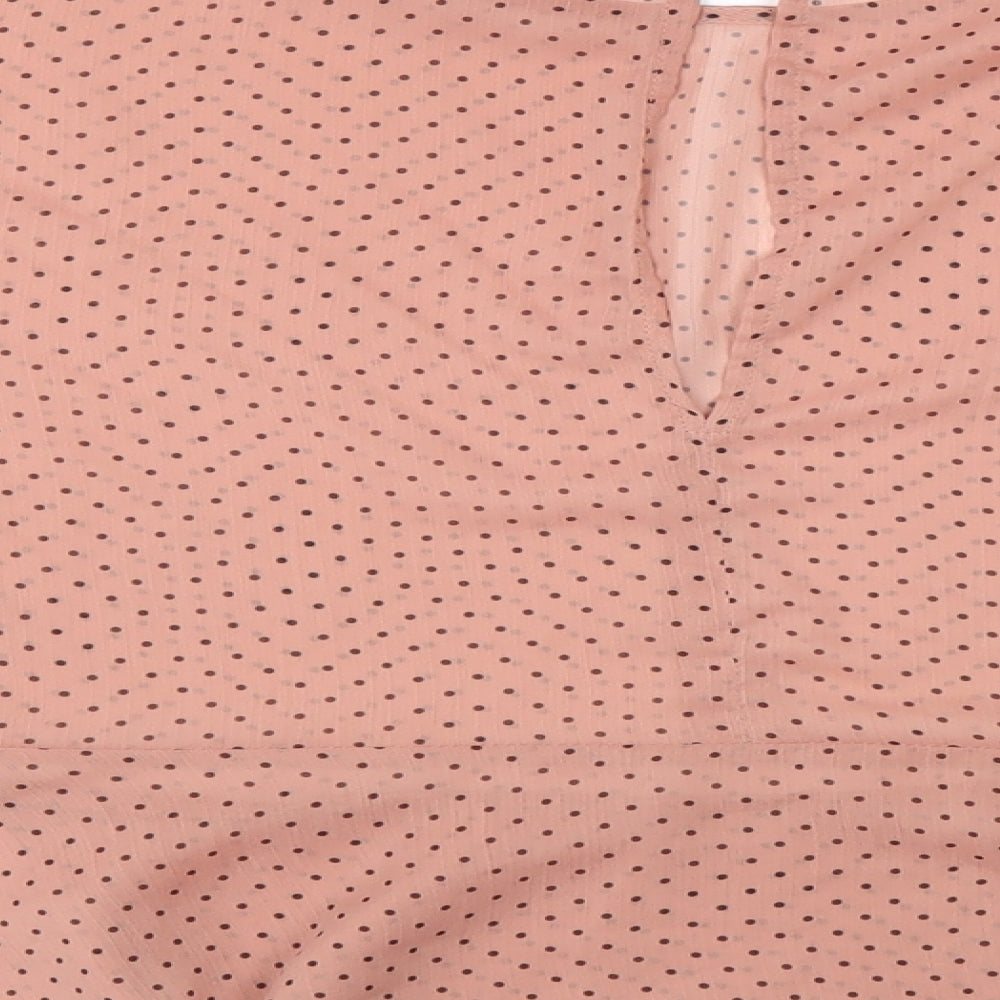 ASOS Womens Pink Polka Dot Polyester Basic Blouse Size 14 Round Neck
