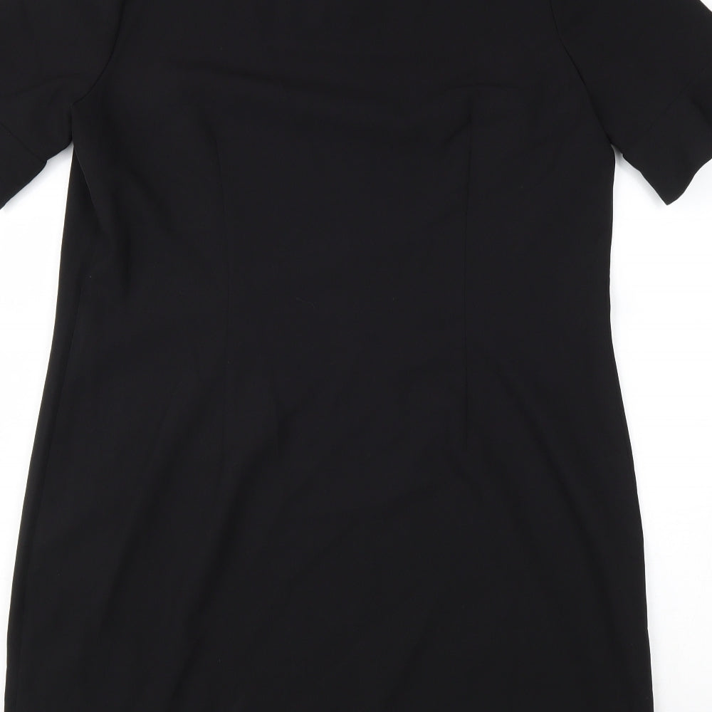 Papaya Womens Black Polyester A-Line Size 12 Round Neck Button