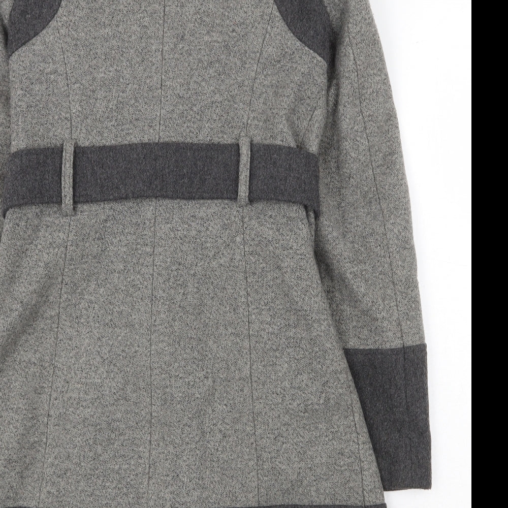 Debenhams Womens Grey Pea Coat Coat Size 10 Button