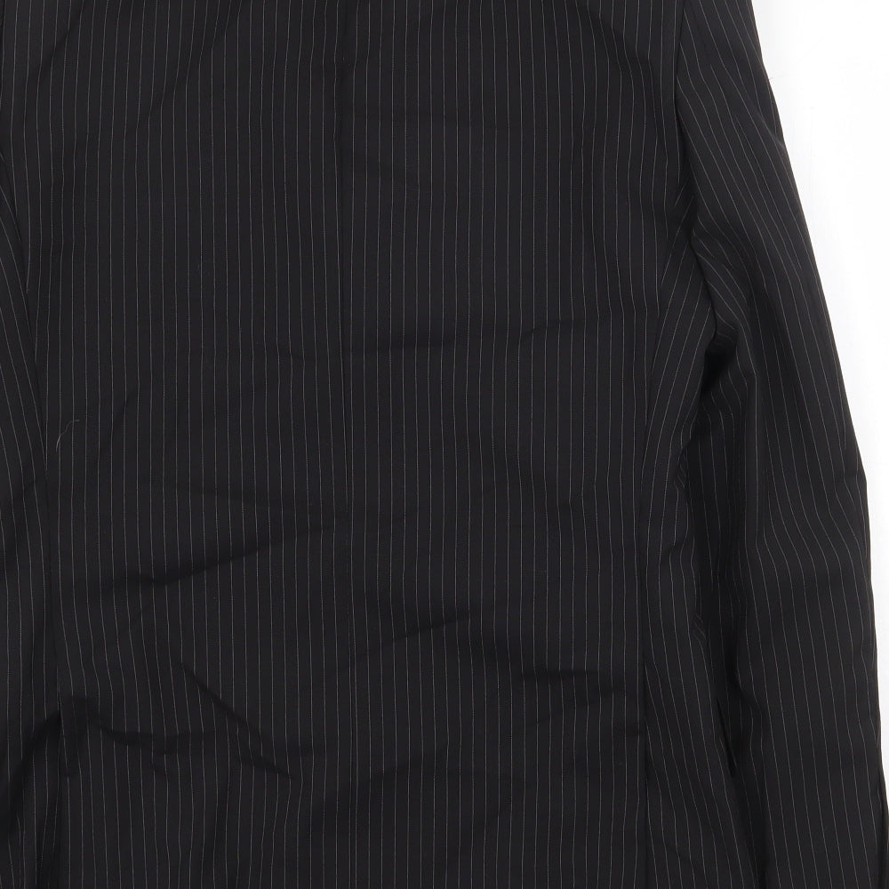 Marks & Spencer Mens Black Striped Wool Jacket Blazer Size 36 Regular