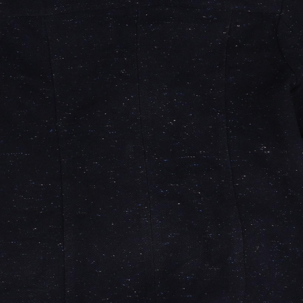Marks & Spencer Womens Blue Geometric Pea Coat Coat Size 10 Button