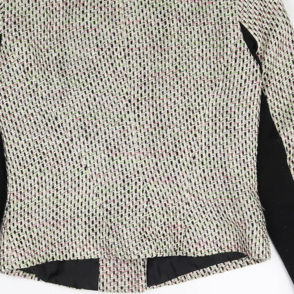Atmosphere Womens Beige Geometric Biker Jacket Size 8 Zip
