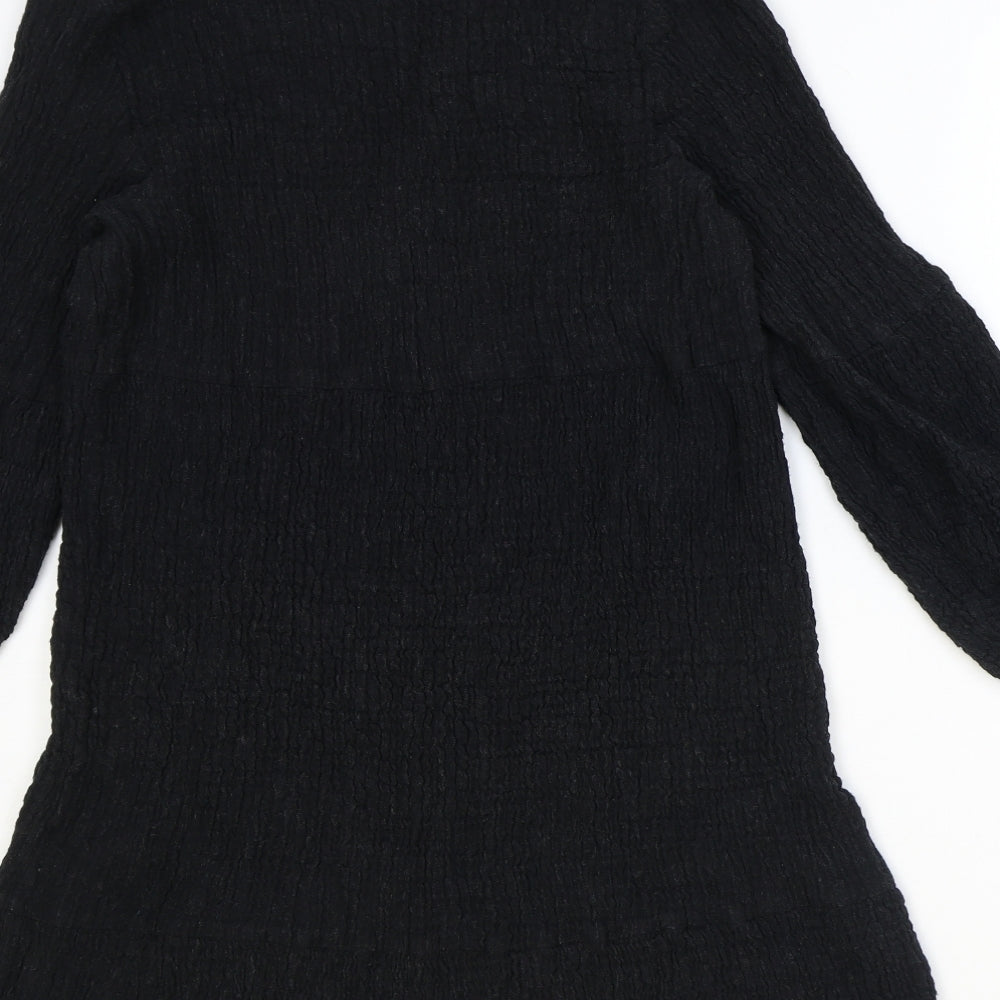Zara Womens Black Polyester A-Line Size M V-Neck Pullover