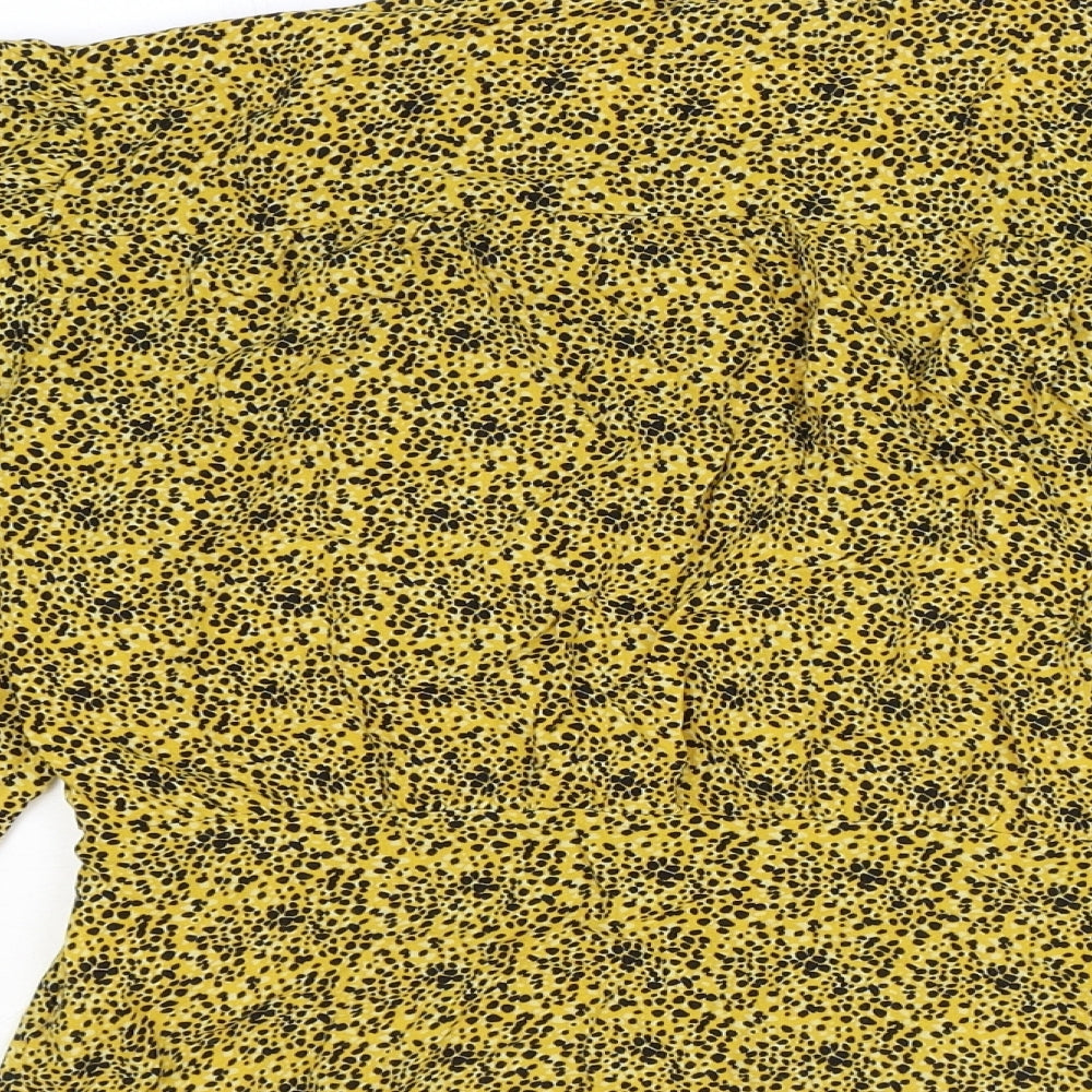 Yessica Womens Yellow Geometric Viscose Basic Blouse Size 8 V-Neck