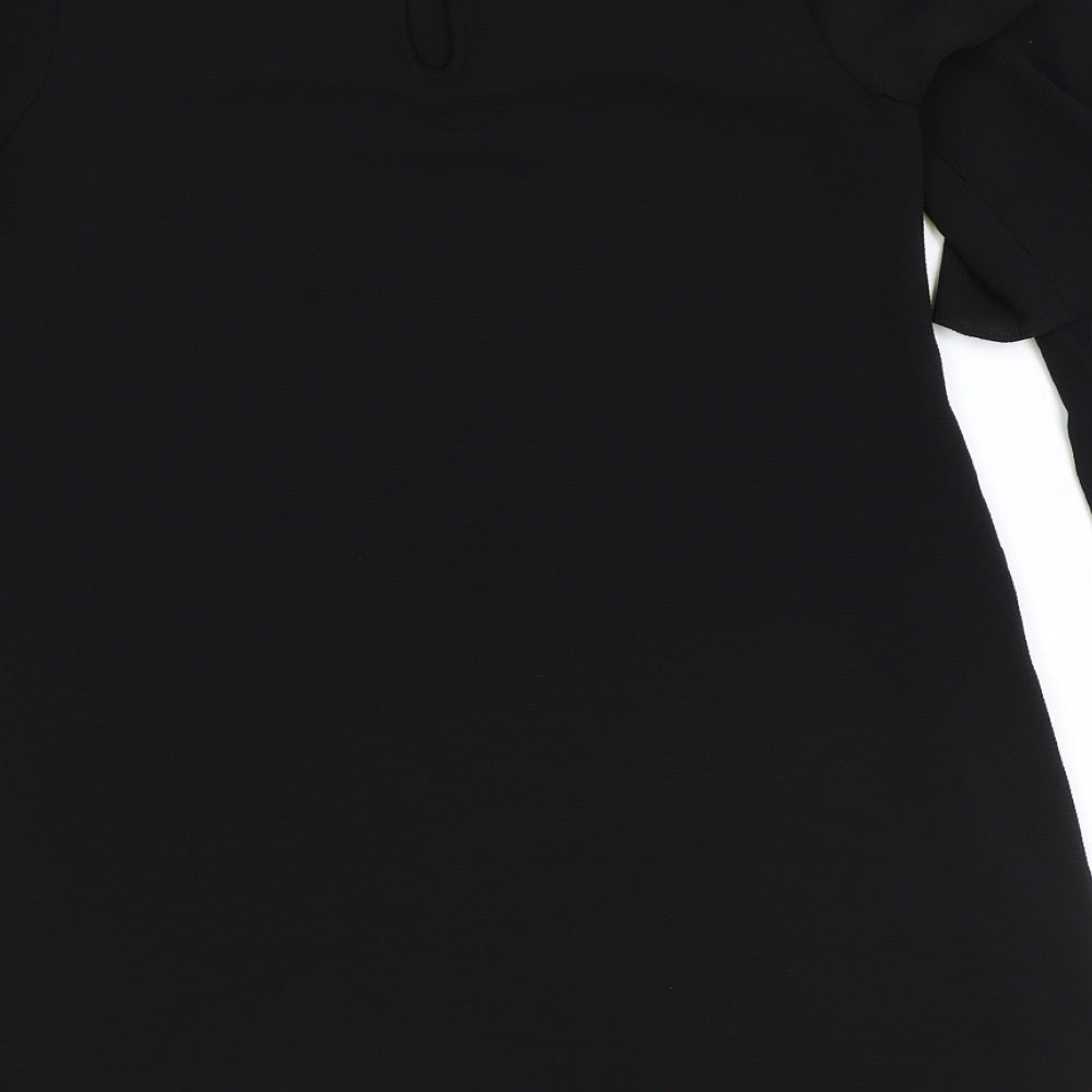 New Look Womens Black Polyester A-Line Size 10 Round Neck Button